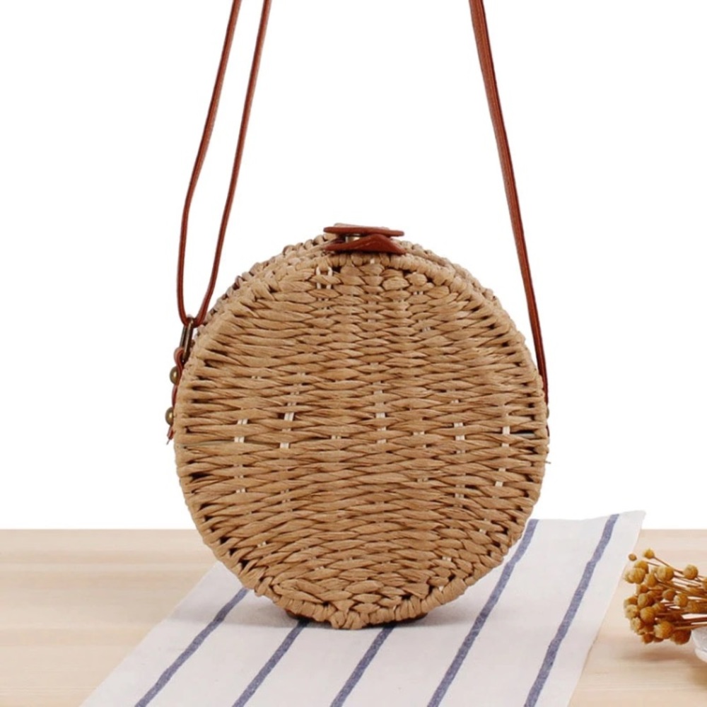 PREVIEW - Tan Crossbody Straw Bag - Picture 3 of 8